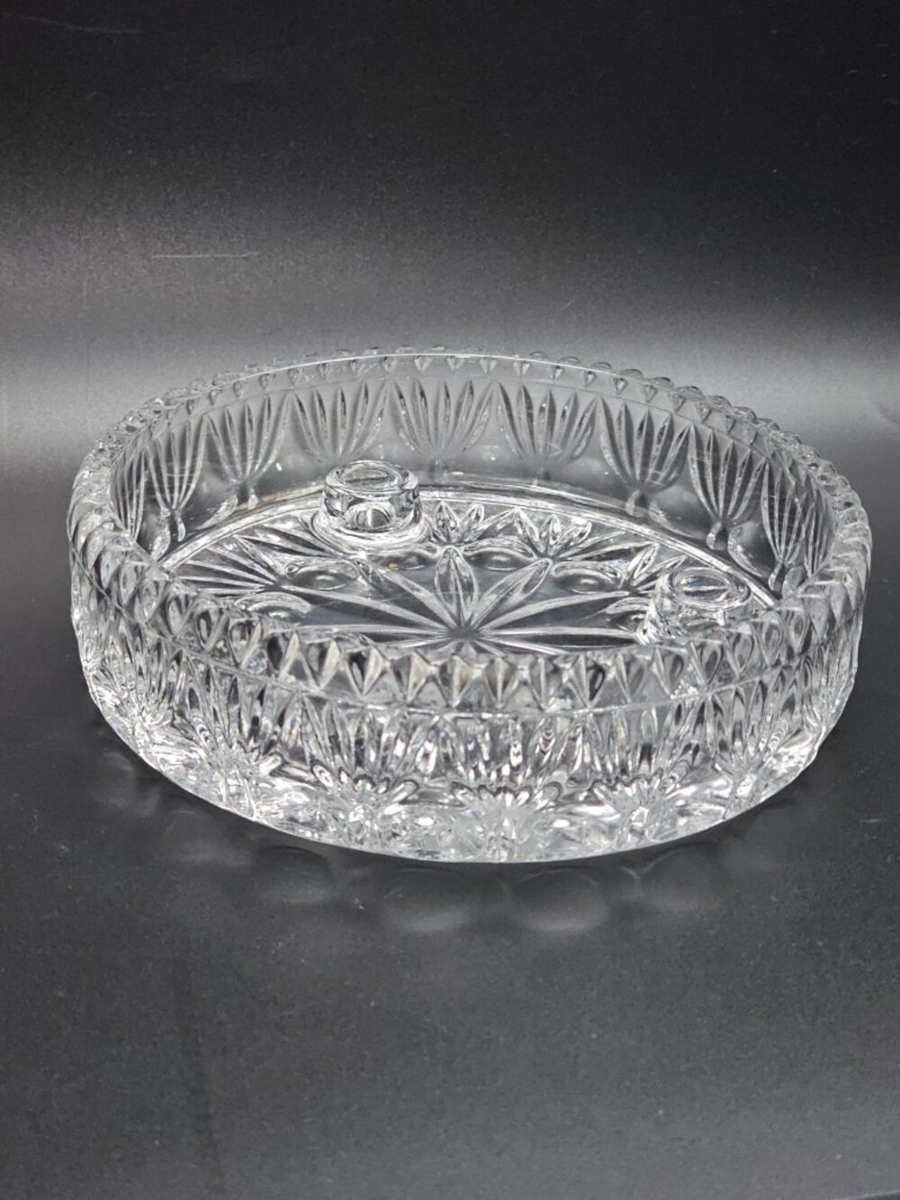 Vintage Princess House Candle Bowl Crystal Centerpiece Fostoria 3 Taper Holder